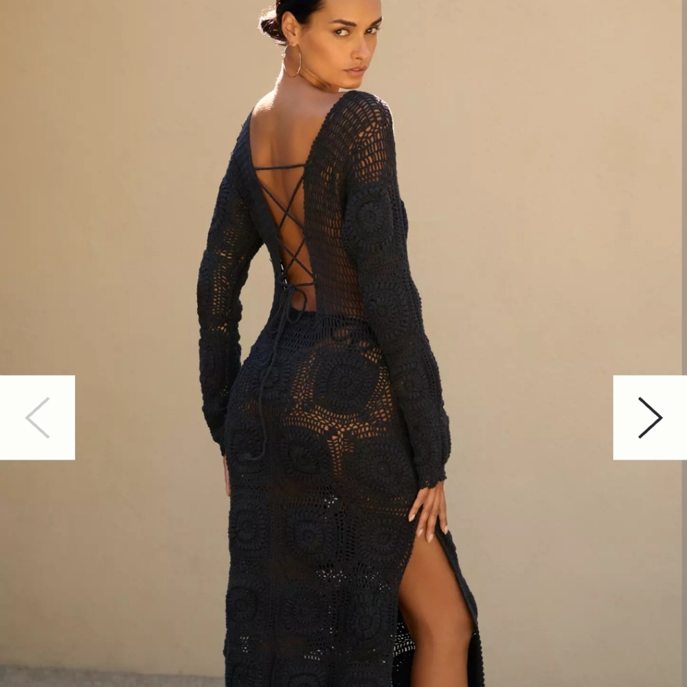 Anthropologie Mahila Crochet Knit Midi Dress size (L)